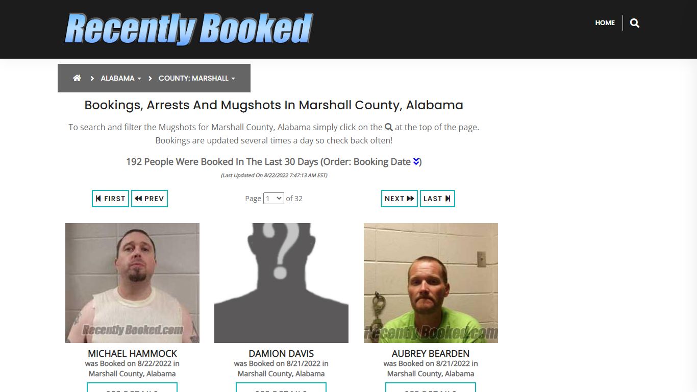Bookings, Arrests and Mugshots in Marshall County, Alabama